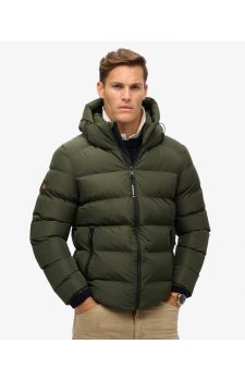 Superdry Ανδρικό Μπουφάν Puffer M5011905A-ZC3 Hooded Sports Army Khaki - Μπουφάν στο Bodyman