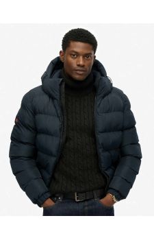 Superdry Ανδρικό Μπουφάν Puffer M5011905A-D9W Hooded Sports Navy - Μπουφάν στο Bodyman
