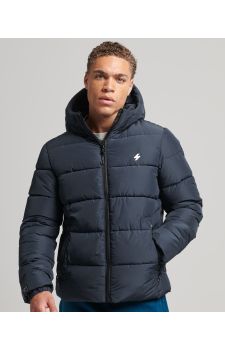 Superdry Jacket M5011827A-98T Sports Puffer Hodded Navy - Μπουφάν στο Bodyman