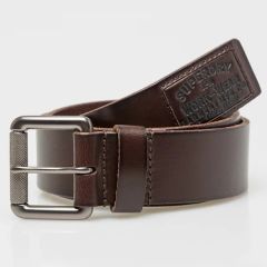 Superdry Leather Belt M9210091A-02O Badgeman Brown - Ζώνες  στο Bodyman