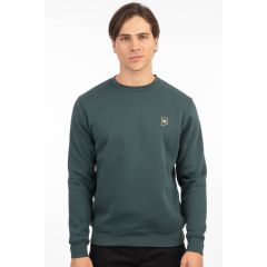 Rebase Ανδρικό Φούτερ Crew Neck 242RTOP-1005 Deep Teal - Φούτερ χωρίς κουκούλα  στο Bodyman