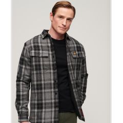 Superdry πουκάμισο M4010720A-9YY Wool Miller Overshirt Dark Grey - Μακρυμάνικα Πουκάμισα  στο Bodyman