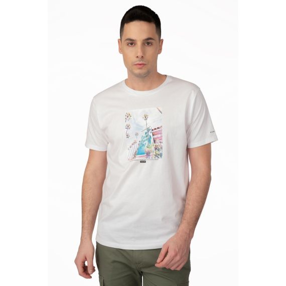 Rebase Ανδρική Μπλούζα  Βαμβακερή 241-RTS-264 White - T-Shirt  στο Bodyman