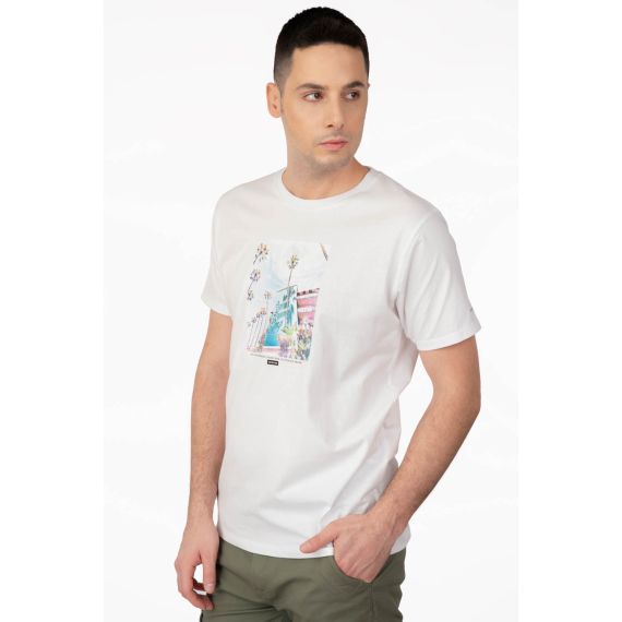 Rebase Ανδρική Μπλούζα  Βαμβακερή 241-RTS-264 White - T-Shirt  στο Bodyman