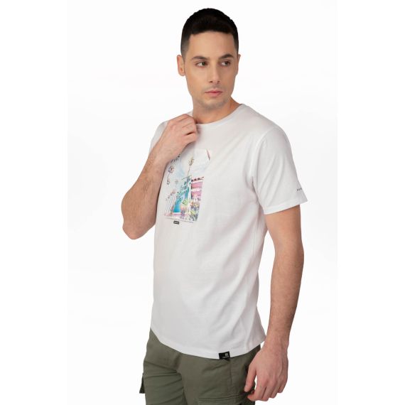 Rebase Ανδρική Μπλούζα  Βαμβακερή 241-RTS-264 White - T-Shirt  στο Bodyman