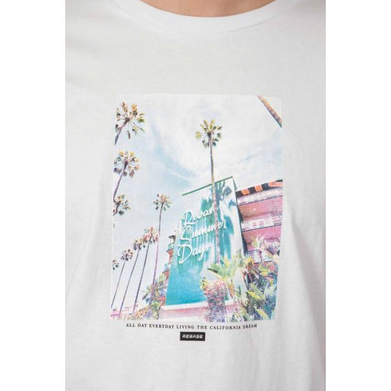Rebase Ανδρική Μπλούζα  Βαμβακερή 241-RTS-264 White - T-Shirt  στο Bodyman