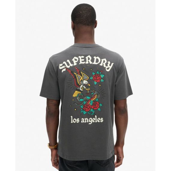 Superdry Ανδρική Μπλούζα Βαμβακερή M1012081A-00Q Charcoal Loose Fit - T-Shirt  στο Bodyman