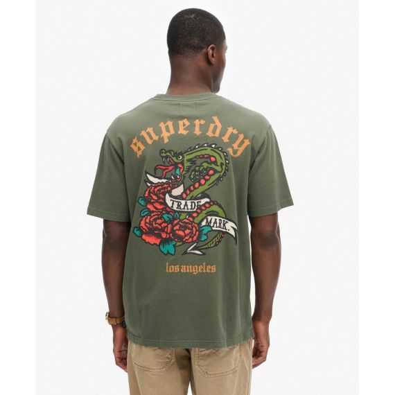 Superdry Ανδρική Μπλούζα Βαμβακερή M1012081A-3JZ Green Loose Fit - T-Shirt  στο Bodyman