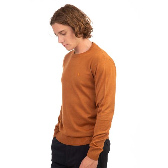 Rebase Ανδρικό Βαμβακερό Πουλόβερ 242RKNIT-8000 Caramel Melange - Πουλόβερ στο Bodyman