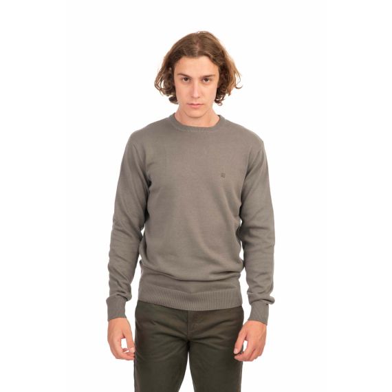 Rebase Ανδρικό Βαμβακερό Πουλόβερ 242RKNIT-8000 Seal Grey - Πουλόβερ στο Bodyman