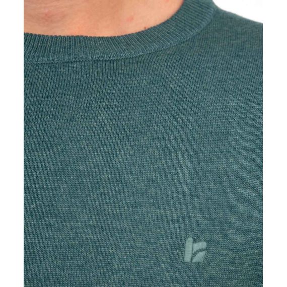 Rebase Ανδρικό Βαμβακερό Πουλόβερ 242RKNIT-8000 Teal Melange - Πουλόβερ στο Bodyman