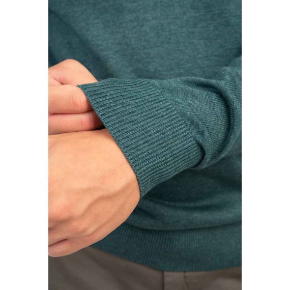 Rebase Ανδρικό Βαμβακερό Πουλόβερ 242RKNIT-8000 Teal Melange - Πουλόβερ στο Bodyman