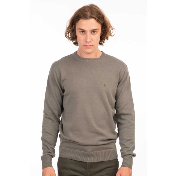 Rebase Ανδρικό Βαμβακερό Πουλόβερ 242RKNIT-8000 Seal Grey - Πουλόβερ στο Bodyman