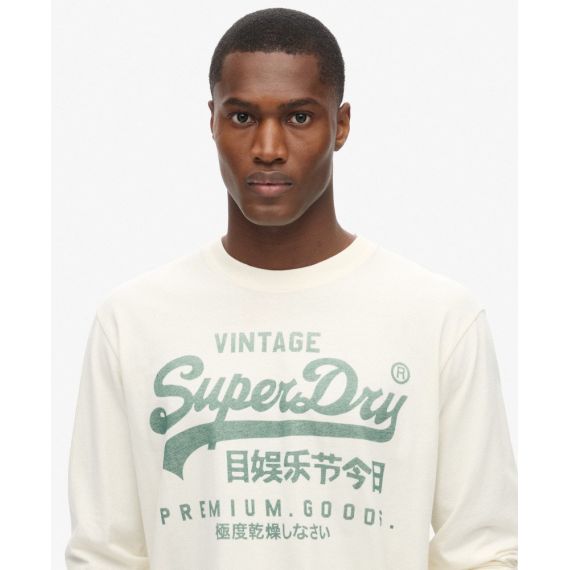 Superdry Ανδρικό Μακρυμάνικο T-Shirt M6010830A-39E Classic Graphic Ecru - Mακρυμάνικες στο Bodyman