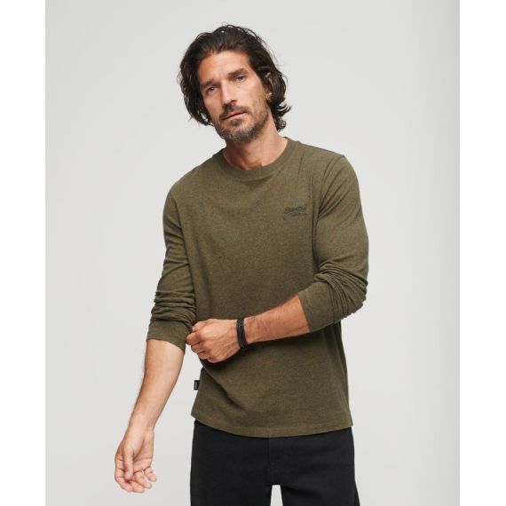 Superdry Ανδρικό T-Shirt M6010857A-1BG Essential logo LS Olive - Mακρυμάνικες στο Bodyman