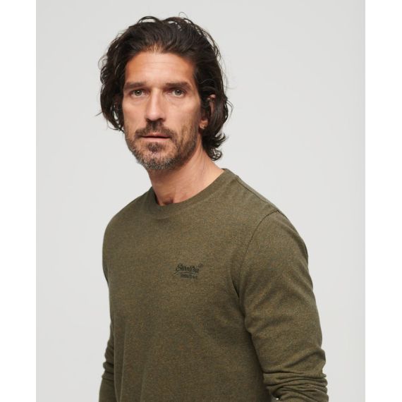 Superdry Ανδρικό T-Shirt M6010857A-1BG Essential logo LS Olive - Mακρυμάνικες στο Bodyman