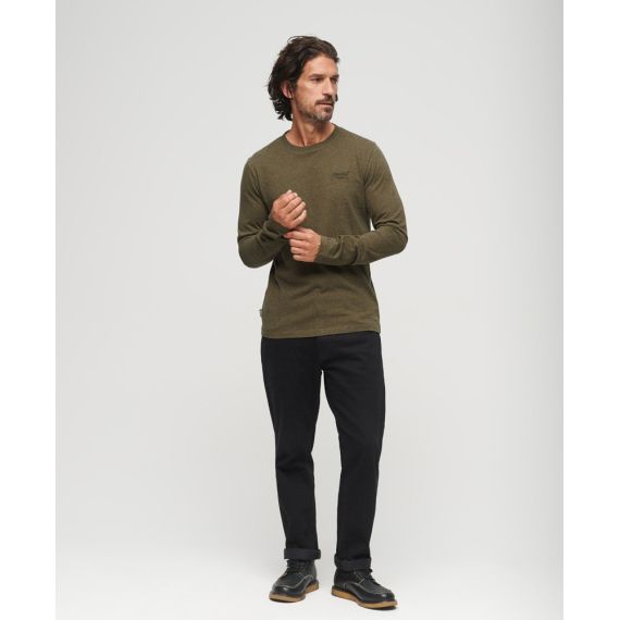 Superdry Ανδρικό T-Shirt M6010857A-1BG Essential logo LS Olive - Mακρυμάνικες στο Bodyman
