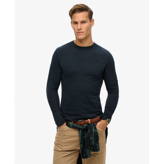 Superdry Ανδρικό T-Shirt M6010857A-98T Essential logo LS Eclipse Navy - Mακρυμάνικες στο Bodyman