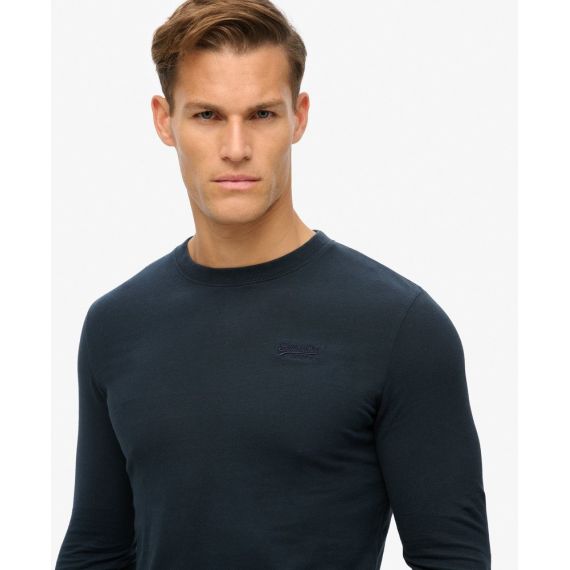 Superdry Ανδρικό T-Shirt M6010857A-98T Essential logo LS Eclipse Navy - Mακρυμάνικες στο Bodyman