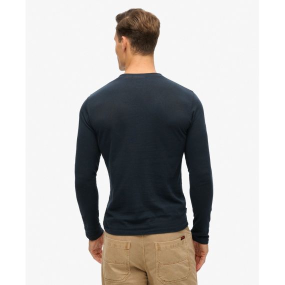 Superdry Ανδρικό T-Shirt M6010857A-98T Essential logo LS Eclipse Navy - Mακρυμάνικες στο Bodyman