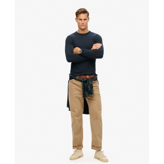 Superdry Ανδρικό T-Shirt M6010857A-98T Essential logo LS Eclipse Navy - Mακρυμάνικες στο Bodyman