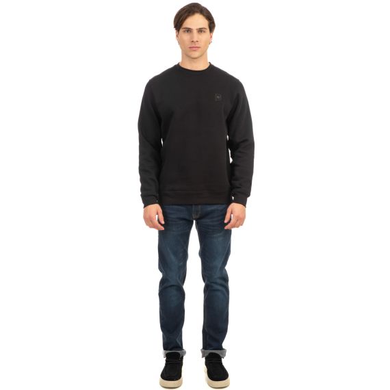 Rebase Ανδρικό Φούτερ Crew Neck 242RTOP-1005 Black - Φούτερ χωρίς κουκούλα  στο Bodyman