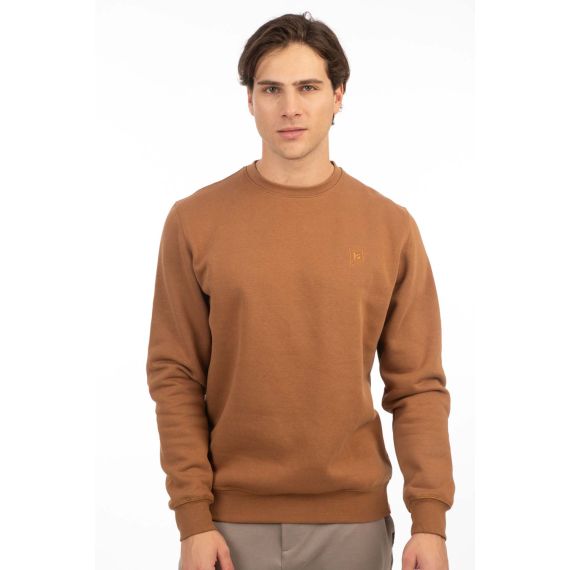 Rebase Ανδρικό Φούτερ Crew Neck 242RTOP-1005 Camel - Φούτερ χωρίς κουκούλα  στο Bodyman