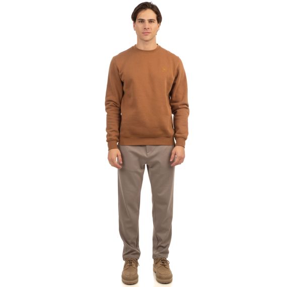 Rebase Ανδρικό Φούτερ Crew Neck 242RTOP-1005 Camel - Φούτερ χωρίς κουκούλα  στο Bodyman