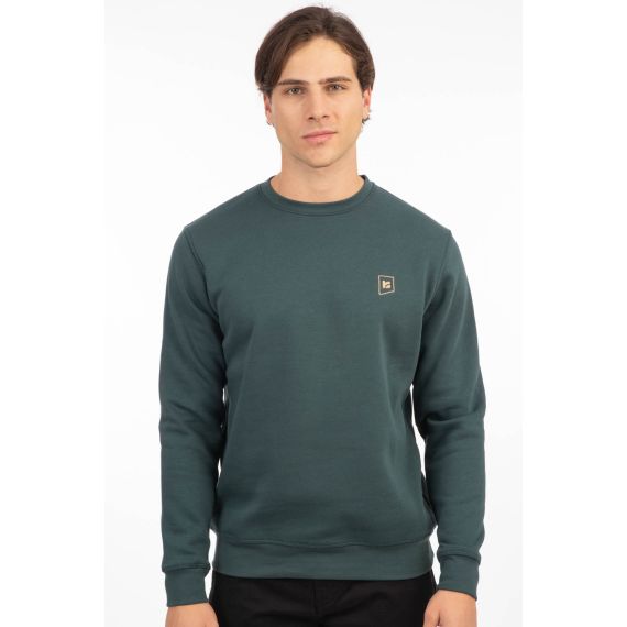 Rebase Ανδρικό Φούτερ Crew Neck 242RTOP-1005 Deep Teal - Φούτερ χωρίς κουκούλα  στο Bodyman