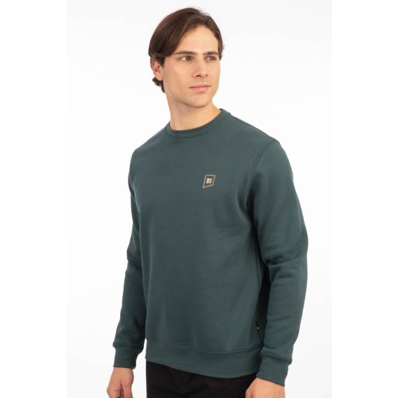 Rebase Ανδρικό Φούτερ Crew Neck 242RTOP-1005 Deep Teal - Φούτερ χωρίς κουκούλα  στο Bodyman