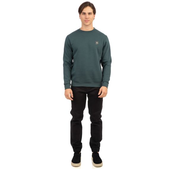 Rebase Ανδρικό Φούτερ Crew Neck 242RTOP-1005 Deep Teal - Φούτερ χωρίς κουκούλα  στο Bodyman