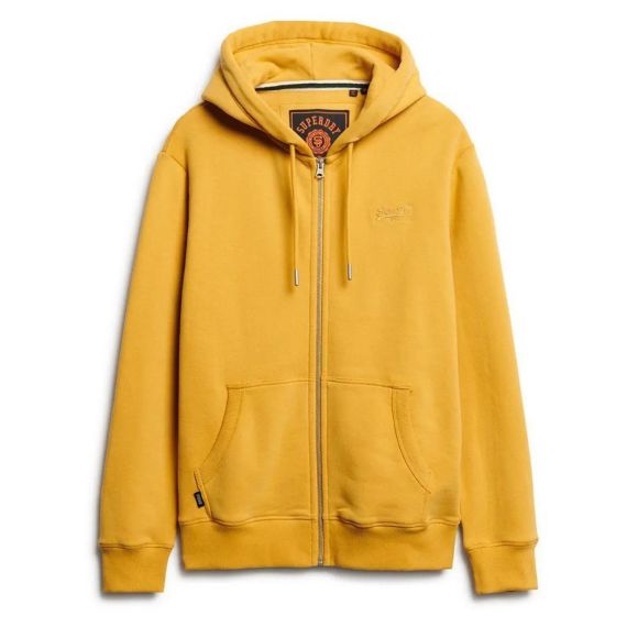 Superdry Ανδρική Ζακέτα Φούτερ M2013116A-ZW9 Essential Logo Winter Gold - Ζακέτες στο Bodyman
