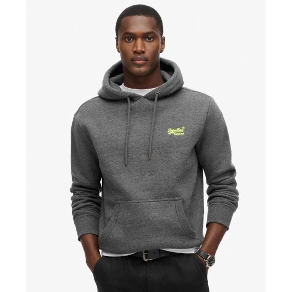 Superdry Hood M2013110A-QZ9 Essential Logo Grey - Φούτερ Κουκούλα  στο Bodyman