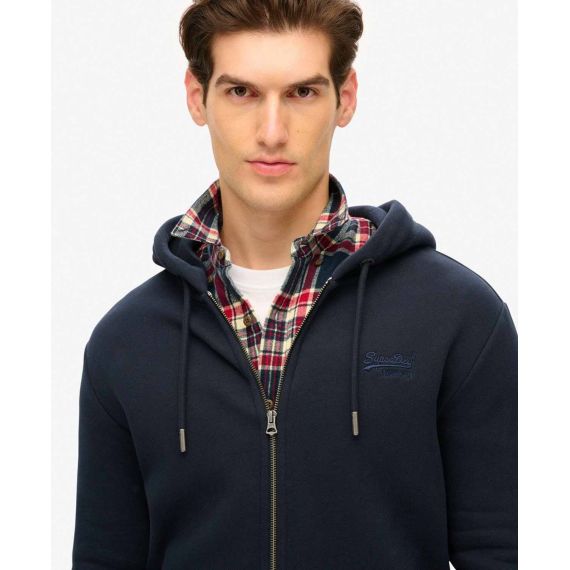 Superdry Ανδρική Ζακέτα Φούτερ M2013116A-98T Essential Logo Navy - Ζακέτες στο Bodyman