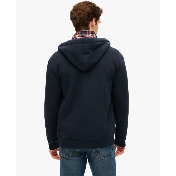 Superdry Ανδρική Ζακέτα Φούτερ M2013116A-98T Essential Logo Navy - Ζακέτες στο Bodyman