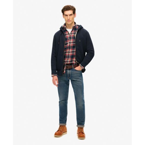Superdry Ανδρική Ζακέτα Φούτερ M2013116A-98T Essential Logo Navy - Ζακέτες στο Bodyman