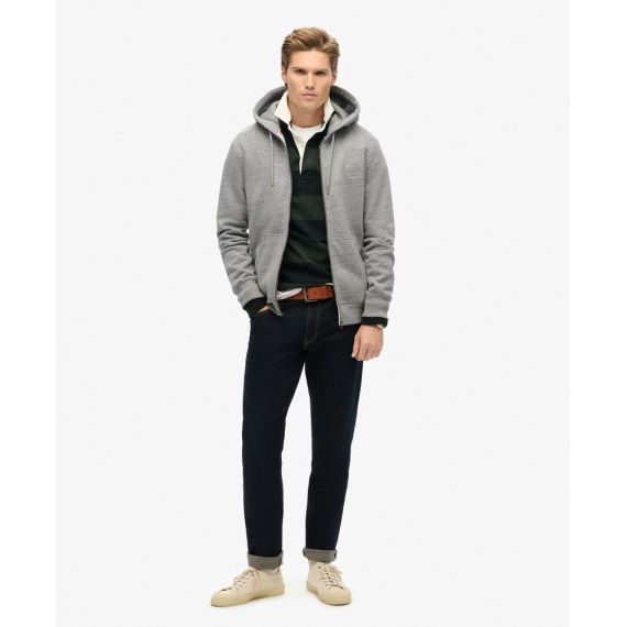 Superdry Ανδρική Ζακέτα Φούτερ M2013116A-9QW Essential Logo Dark Grey - Ζακέτες στο Bodyman