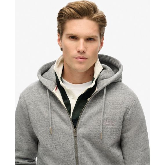 Superdry Ανδρική Ζακέτα Φούτερ M2013116A-9QW Essential Logo Dark Grey - Ζακέτες στο Bodyman
