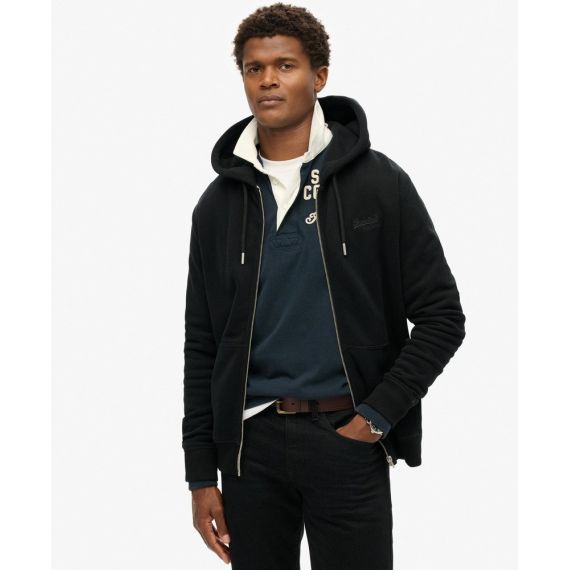 Superdry Ανδρική Ζακέτα Φούτερ M2013116A-02A Essential Logo Black - Ζακέτες στο Bodyman