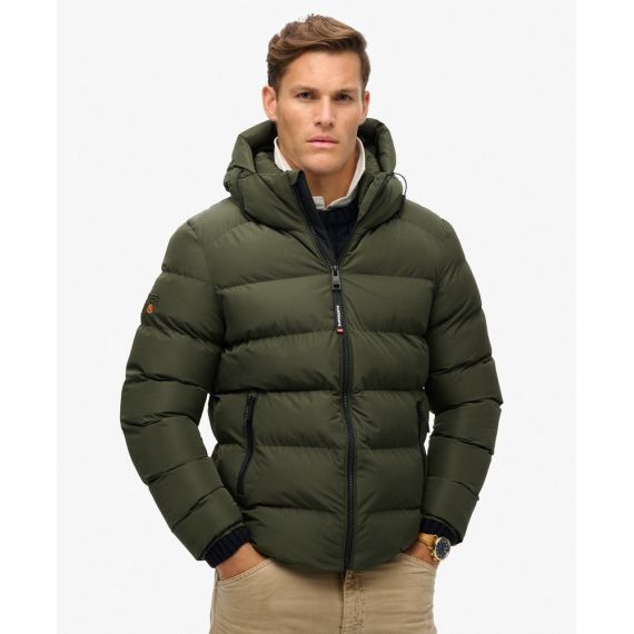 Superdry Ανδρικό Μπουφάν Puffer M5011905A-ZC3 Hooded Sports Army Khaki - Μπουφάν στο Bodyman