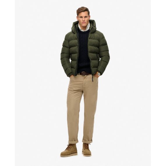 Superdry Ανδρικό Μπουφάν Puffer M5011905A-ZC3 Hooded Sports Army Khaki - Μπουφάν στο Bodyman