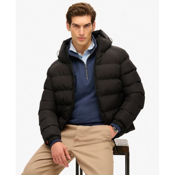 Superdry Ανδρικό Μπουφάν Puffer M5011905A-02A Hooded Sports Black - Μπουφάν στο Bodyman