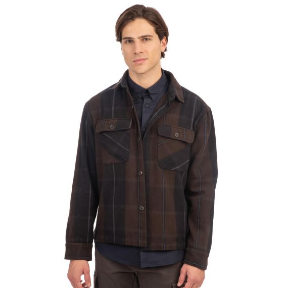 Rebase Ανδρικό Overshirt Sherpa 242RGS-5010 Dark Navy - Μακρυμάνικα Πουκάμισα  στο Bodyman