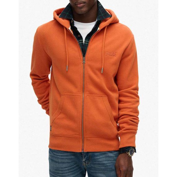 Superdry Ανδρική Ζακέτα Φούτερ M2013116A-9RF Essential Logo Glaze Brown - Ζακέτες στο Bodyman
