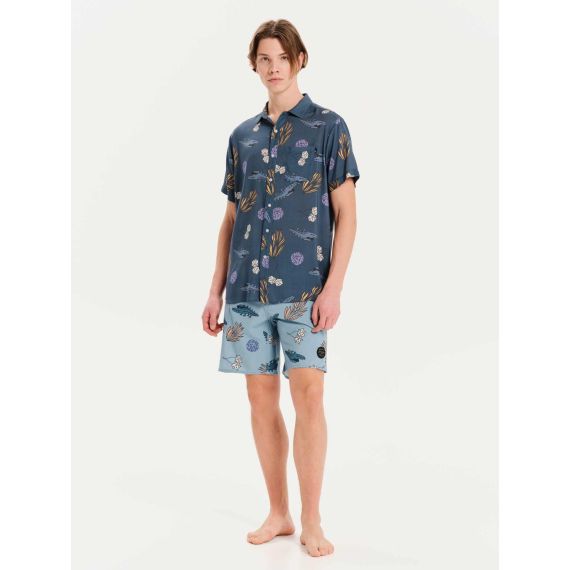 Emerson Ανδρικό Πουκάμισο Βισκόζη 251.EM60.03 PR506 Navy - Κοντομάνικα πουκάμισα στο Bodyman