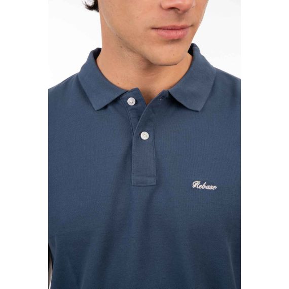 Rebase Ανδρική Μπλούζα  Polo Βαμβακερή 251RPS-3032 Indigo - Polo μπλούζες στο Bodyman