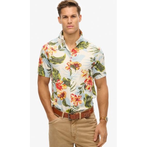 Superdry Ανδρικό Πουκάμισο M4010947A-FJ1 Hawaiian Print Shirt Aloha Shadow - Κοντομάνικα πουκάμισα στο Bodyman