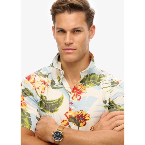 Superdry Ανδρικό Πουκάμισο M4010947A-FJ1 Hawaiian Print Shirt Aloha Shadow - Κοντομάνικα πουκάμισα στο Bodyman