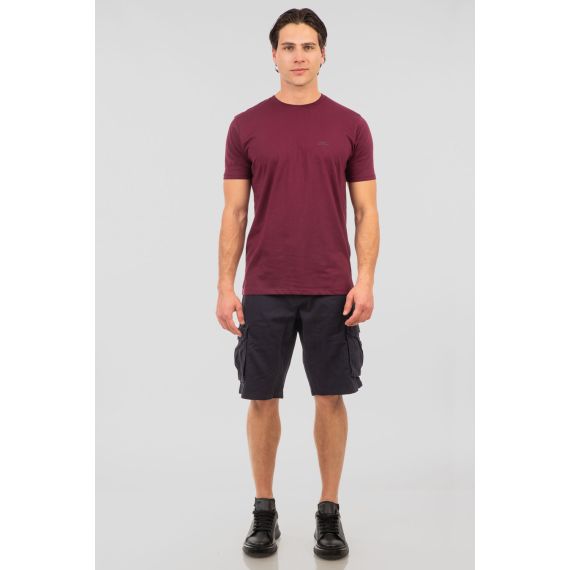 Rebase Ανδρική Μπλούζα  Βαμβακερή 251RTS-9014 Dark Raspberry - T-Shirt  στο Bodyman