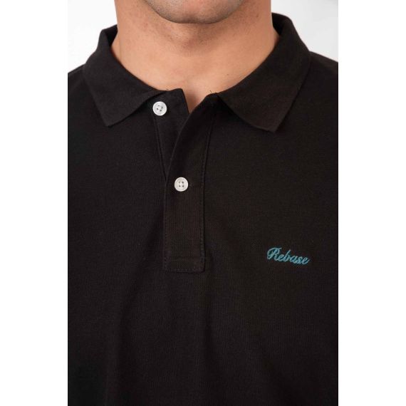 Rebase Ανδρική Μπλούζα  Polo Βαμβακερή 251RPS-3032 Black - Polo μπλούζες στο Bodyman